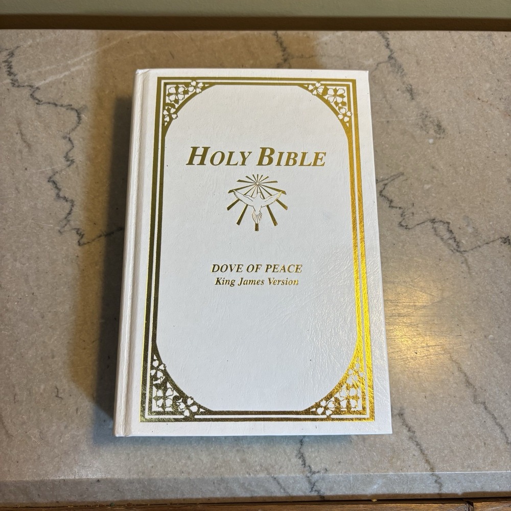 Holy Bible King James Version Dove of Peace Ed. White Hardback Sympathy Vtg 1991